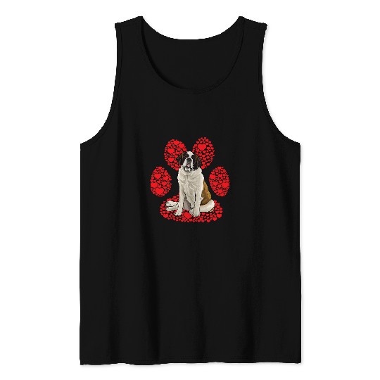 Saint Bernard Dog Love Pata Tank Tops