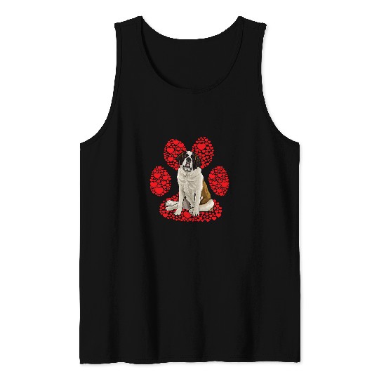 Saint Bernard Dog Love Pata Tank Tops