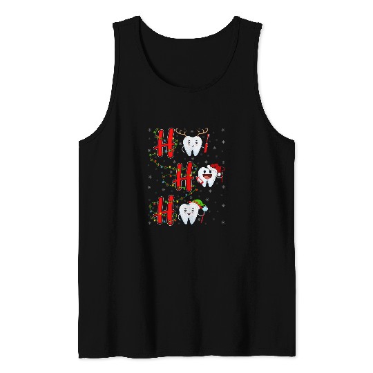 xmass Lights Tooth Teeth Ho Ho dentists Christmas Graphic Cool Tank Tops