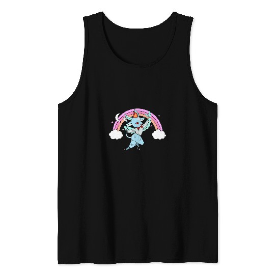 Pastel Kawaii Goth Witchy Aesthetic Emo Baphomet Butterfly Tank Tops