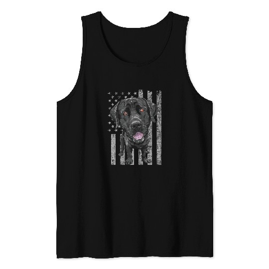 Patriotic Black Labrador USA American Flag Dog Lover Tank Tops