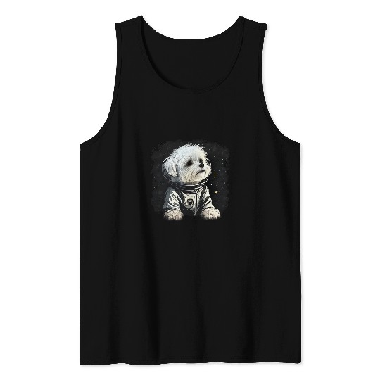 Outer Space Maltese dog on Galaxy Astronaut Maltese dog Tank Tops
