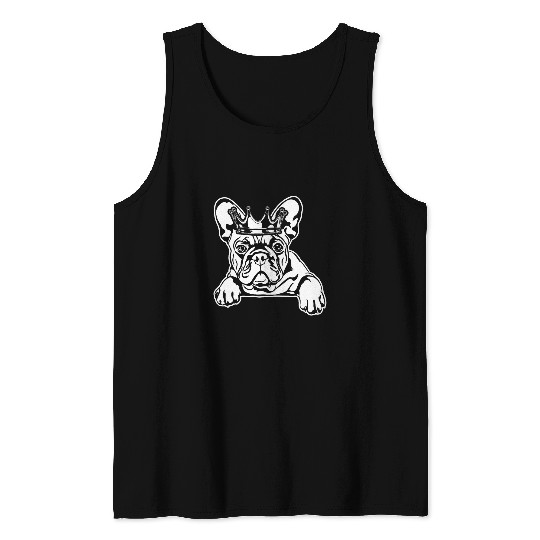 Funny Proud French Bulldog with crown dog mom dog Tank Tops
