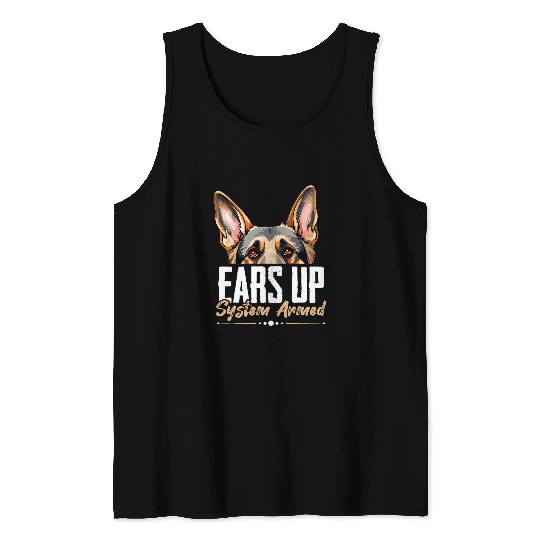 German Shepherd Dog Breed Pet Ears Up System Armed Tank Tops