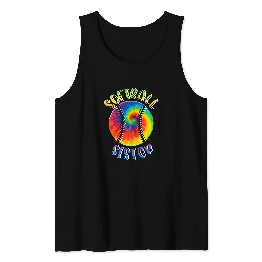 Softball Sister Rainbow Tie Dye Tank Tops
