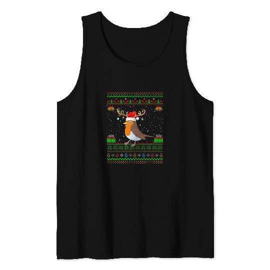 Reindeer Santa Hat Matching Ugly American Robin Christmas Tank Tops