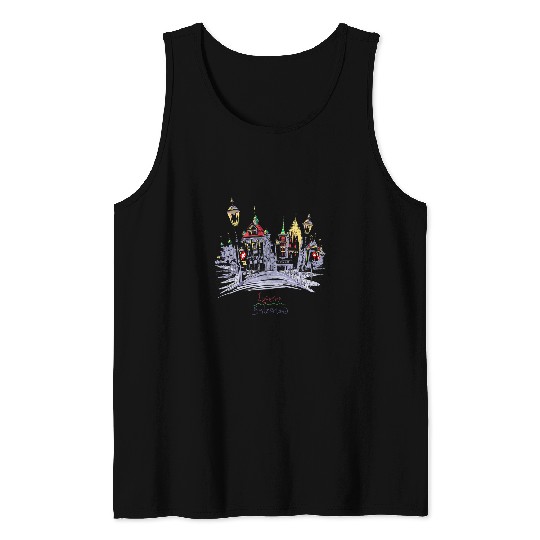 Lucerne Switzerland Artist Rendering City Lights and Sights 1 Tank Tops
