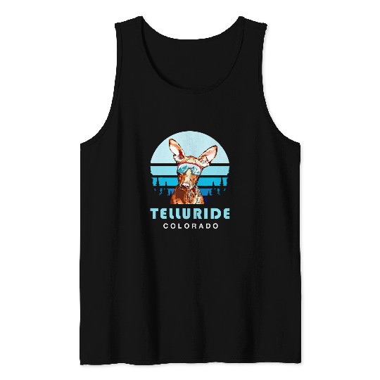 Pharaoh Hound Winter Skis Telluride Colorado Dog Lover Tank Tops