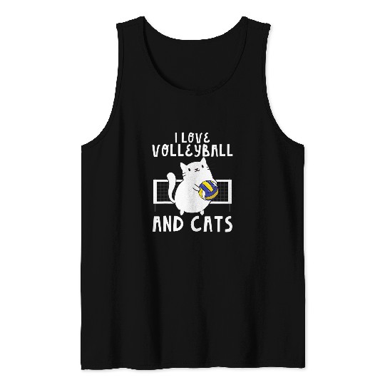 Spiker Setter Cute Funny I Love Volleyball And Cats Tank Tops