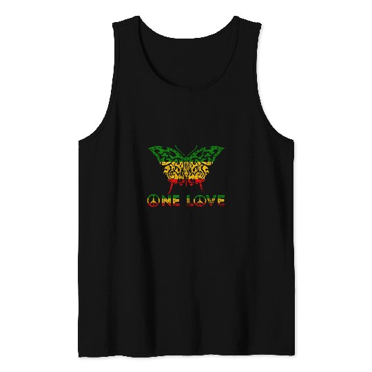 One Love Rastafarian Peace Butterfly Rasta Reggae Pride Tank Tops