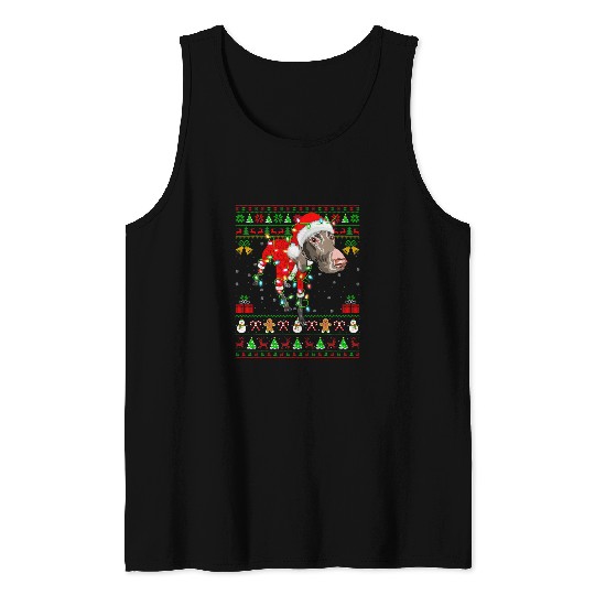 Funny xmass Santa Ugly German Shorthaired Pointer Christmas Tank Tops