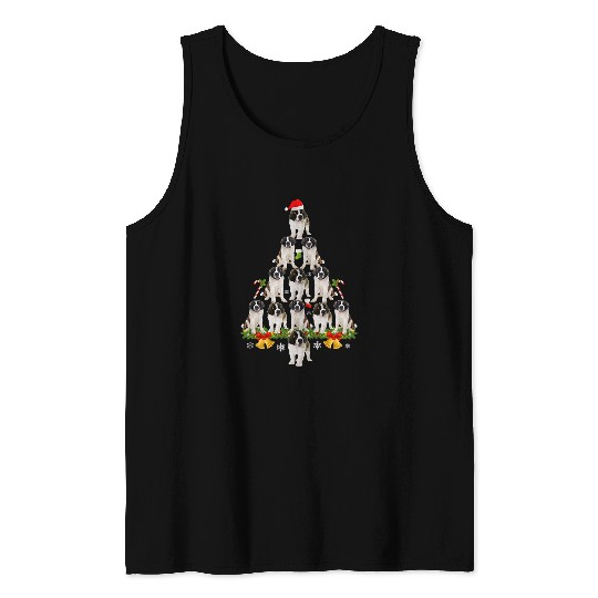 Saint Bernard Dog Christmas Tree Santa Hat Lights Sweater Tank Tops
