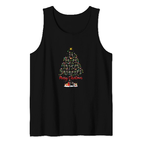 Funny xmass Santa German Shorthaired Pointer Christmas Tree Tank Tops
