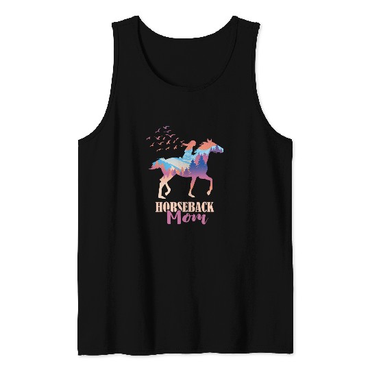 Womens Horseback Mom Mother Forest Horse Lover Horseback Riding Tank Tops