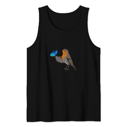 Robin Bird Garden Butterfly Ornithologist Biologist Tank Tops