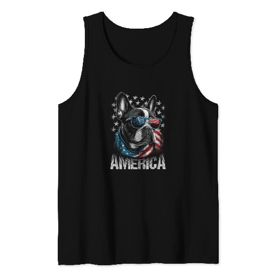 Patriotic Frenchie Dog America 4th of July French Bulldog Tank Tops