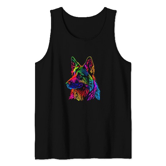 Rainbow German Shepherd Designer Tank Tops
