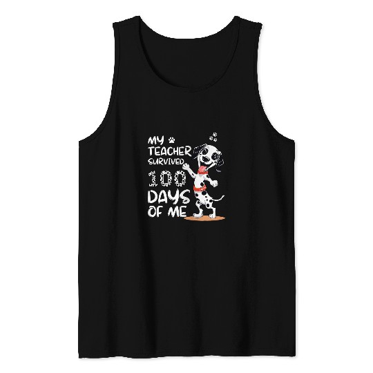My Teacher Survived 100 days of Me School Dalmatian Dog Kids Tank Tops