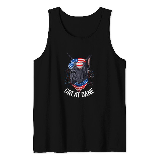 Patriotic Great Dane 4th of July USA Funny Great Dane Tank Tops