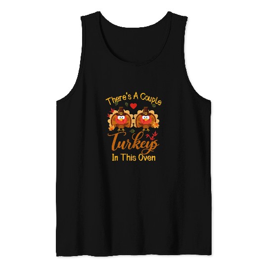 Womens Turkey Thanksgiving Cute Pregnancy Announcement Tee Women Tank Tops