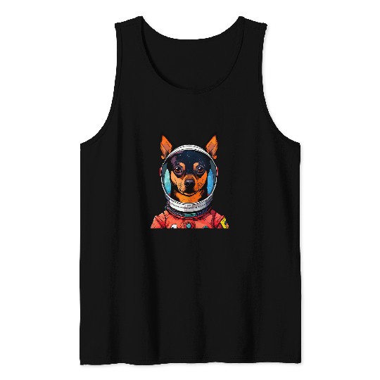 Miniature Pinscher Astronaut Funny Dog Space Suit Tank Tops