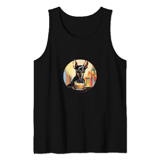 Miniature Pinscher Coffee Funny Dog Beverage Tank Tops