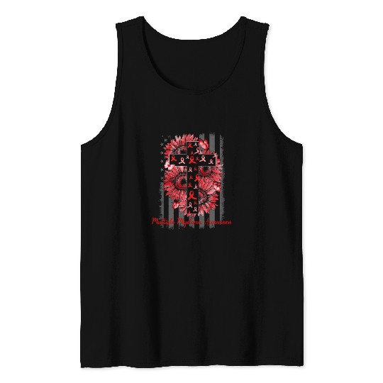 Multiple Myeloma Awareness Sunflower Supporter Warrior Tank Tops