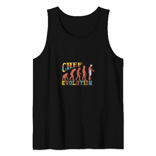 Retro Chef Evolution Chief Cook Lover Funny Food Culinary Tank Tops