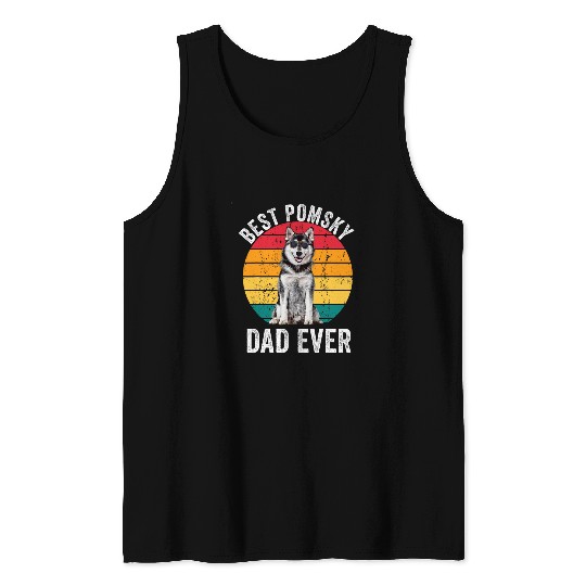 Pomsky Dad vintages Pomsky Lovers Owner Fathers Day Dog Dad Tank Tops