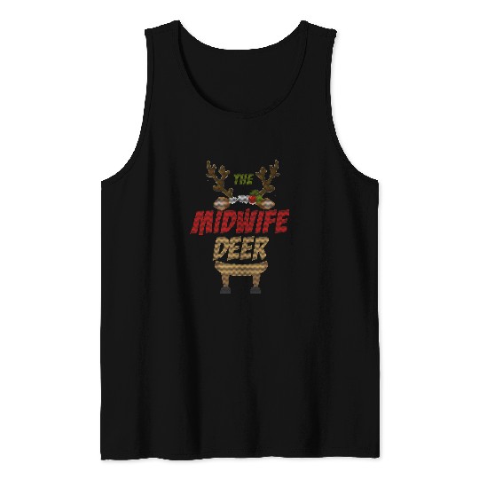 The Midwife Reindeer Family Matching Group Ugly Christmas Tank Tops