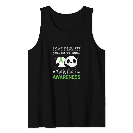 Pandas awareness Green ribbon Disease Tank Tops