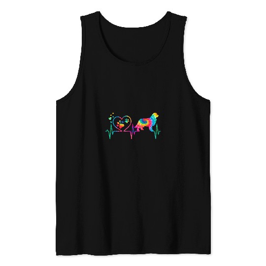 Newfoundland Newfie Mom Dad Heartbeat Tie Dye Dog Gift Tank Tops