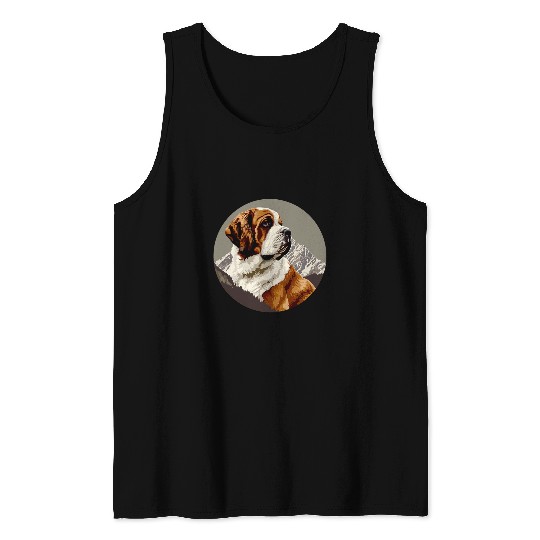 Saint Bernard Dog In Front Of A Mountain St Bernard Dog 2 Tank Tops