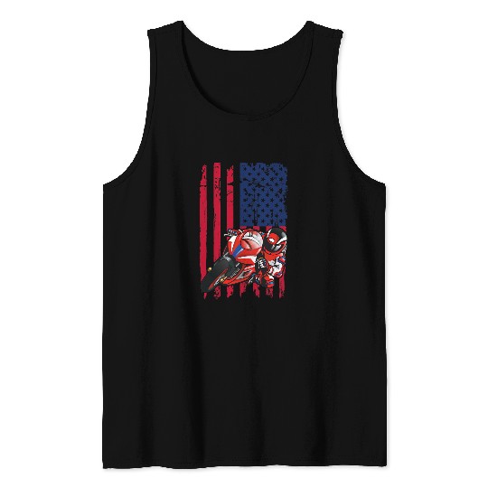 Motocross Sports Bike Motorcycle vintages American Flag Tank Tops