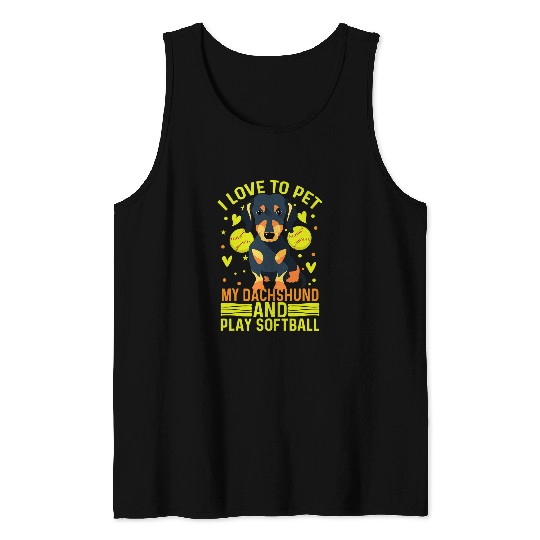 Softball Player And Dachshund Dog Owner Tank Tops