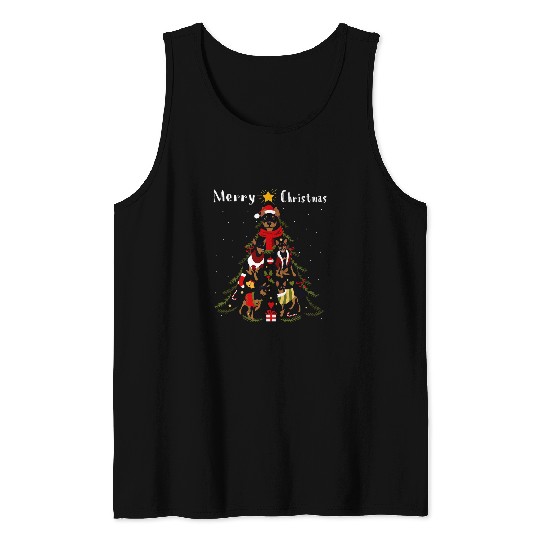 Miniature Pinscher Christmas Tree xmass Dog Lover Tank Tops