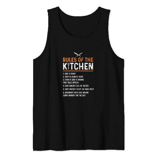 Rules Of The Kitchen Funny Master Cook Restaurant Chef Joke Tank Tops