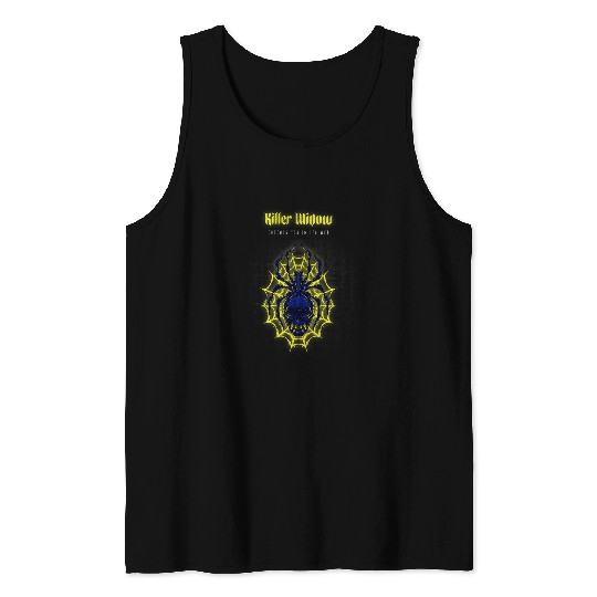 Yellow Net Skull Black Widow Spider Tank Tops