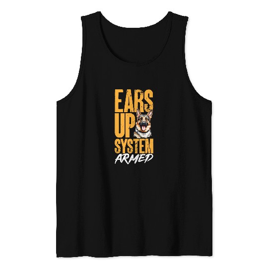 German Shepherd Dog Breed Ears Up System Armed Tank Tops
