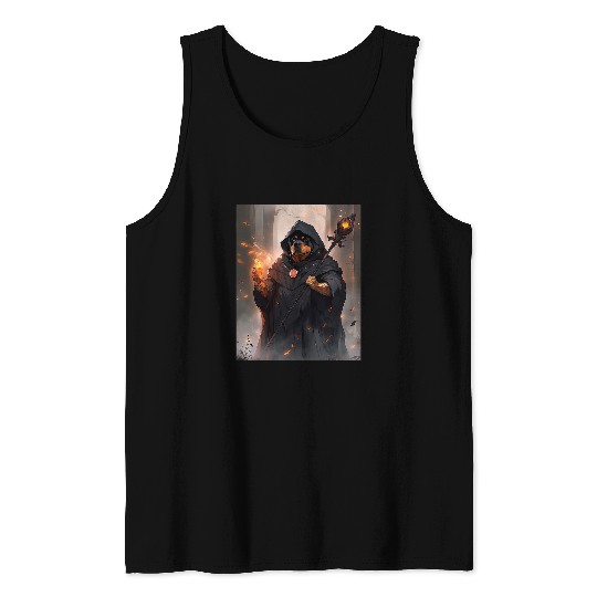 Rottweiler Wizard Funny Dog Magic Tank Tops