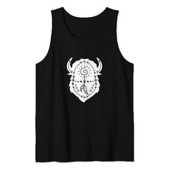 Indigenous Art Bison Southwest Tank Tops