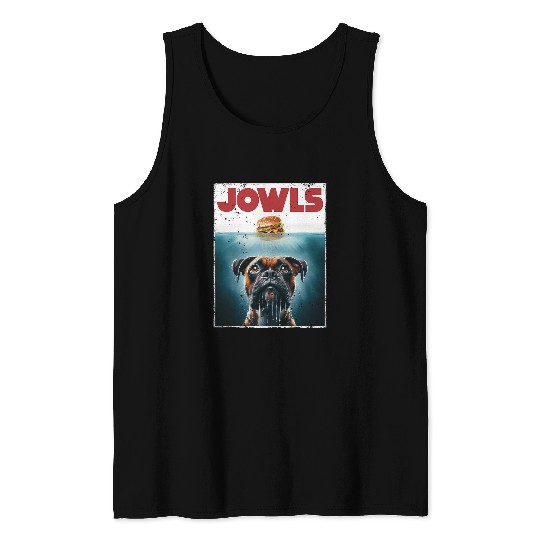 Funny Drooling Boxer Jowls Fawn Dog Mom Dog Dad Burger Tank Tops