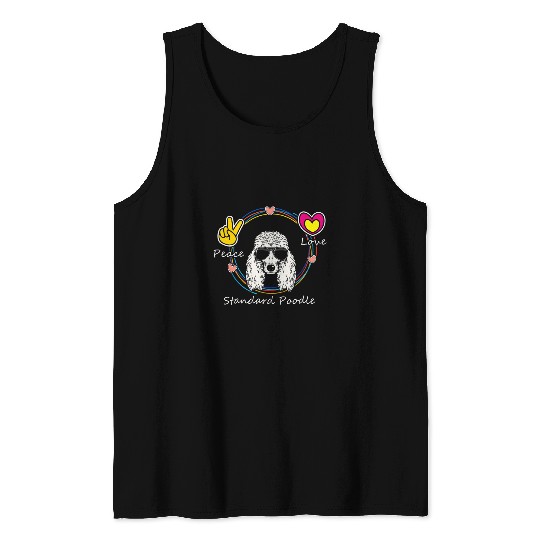 Peace Love and Standard Poodle Cute Dog Lovers for Mothers Tank Tops