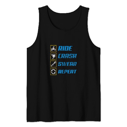 Ride Crash Swear Repeat 2Funny Biker Motocross Gift Tank Tops