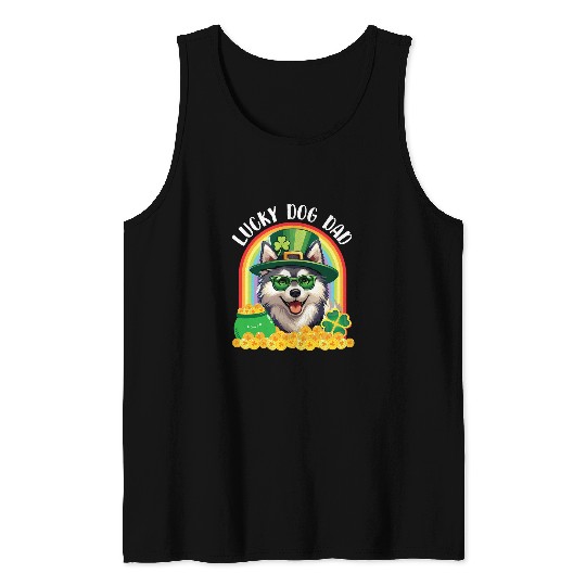 Pot Of Gold Rainbow Patrick Lucky Alaskan Klee Kai Dog Dad Tank Tops