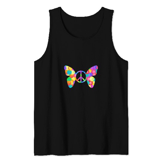 Peace Sign Symbol Butterfly vintages Freedom Retro Women Men 23 Tank Tops
