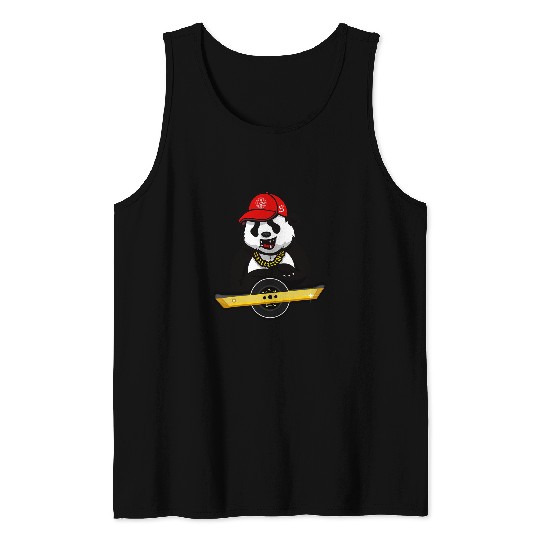Panda Bear And Oso On Wheel Electric Skateboard Tank Tops