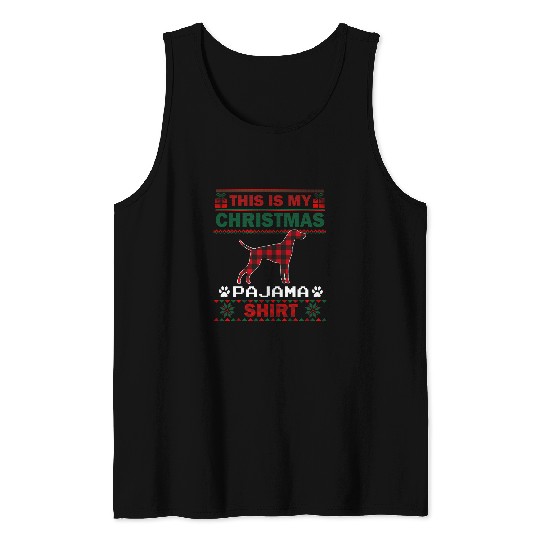 Weimaraner Dog Lover Christmas Pajama Ugly Christmas Sweater Tank Tops