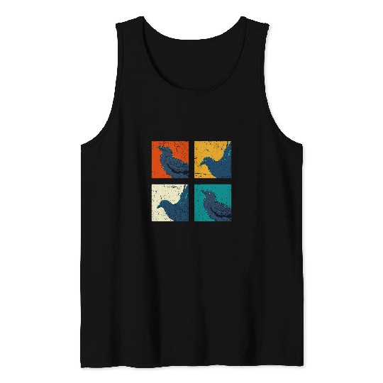 Retro Creepy Animal Bird Raven Gothic Spooky Black Crow Tank Tops