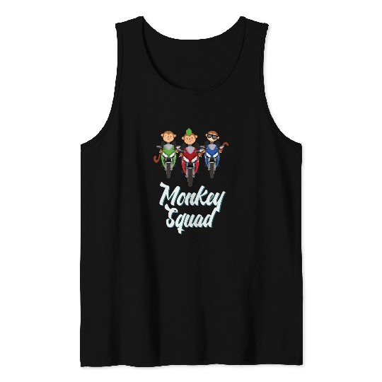 Monkey Tail Wild Primate Biker Squad Motorcycle Monkies Ride Tank Tops